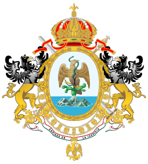 [Full coat of arms of Mexico: 18 June 1864 (confirmed 1 November 1865)-15 July 1867.
	By Juan Manuel Gabino Villascán]